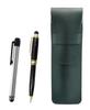 Чехол-пенал из зернистой кожи, металлическая сенсорная панель цвета зеленого мха, серебристая сенсорная панель для смартфона, набор из вращающейся шариковой ручки в стиле ретро SASMG-ALST-TK66A