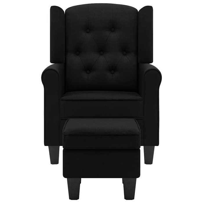 VidaXL Fauteuil avec repose-pied Noir Tissu