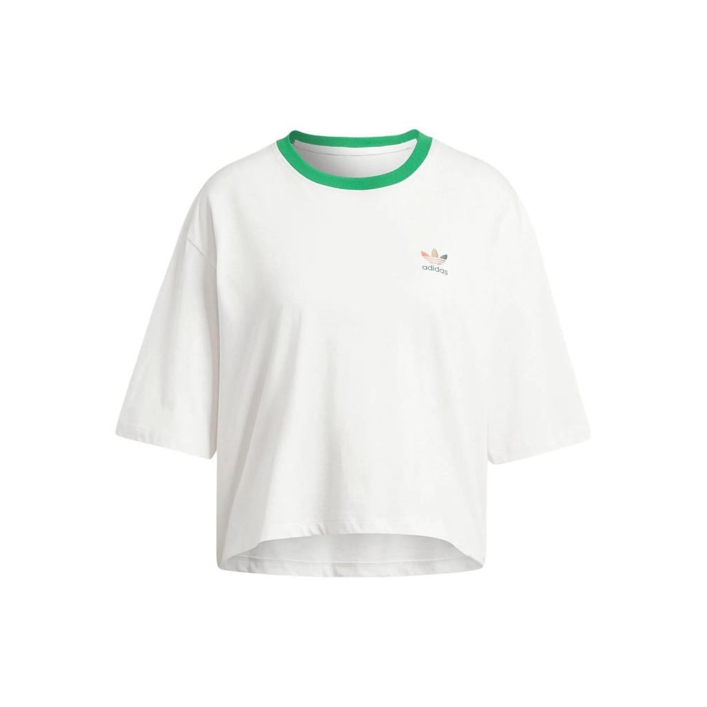 adidas originals Women'ss Logo Print Crewneck Sport T-Shirt White (Unisex) T-Shirts IS0312