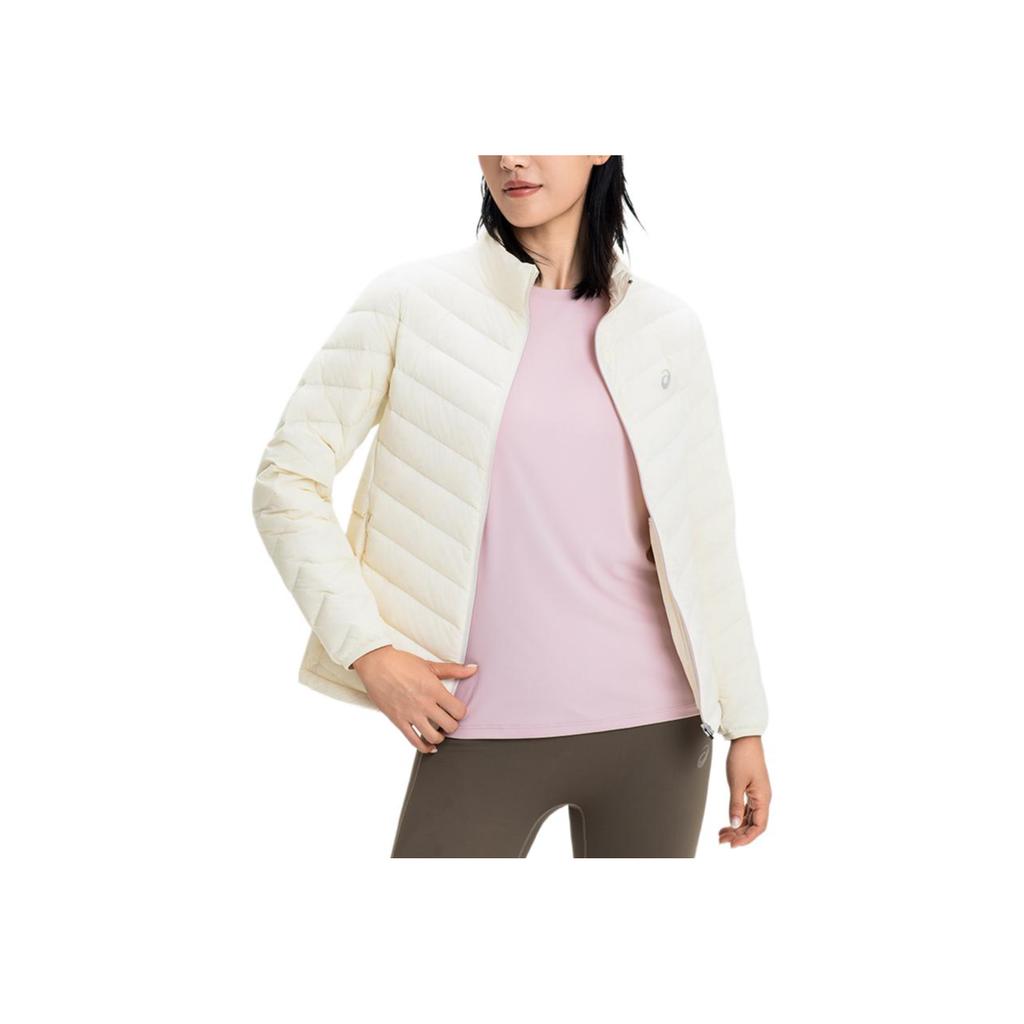 Asics Спортивная серия Lifestyle, однотонная универсальная модная куртка с воротником-стойкой и длинными рукавами, пуховик, женские куртки цвета березы и белого 2032D127-200