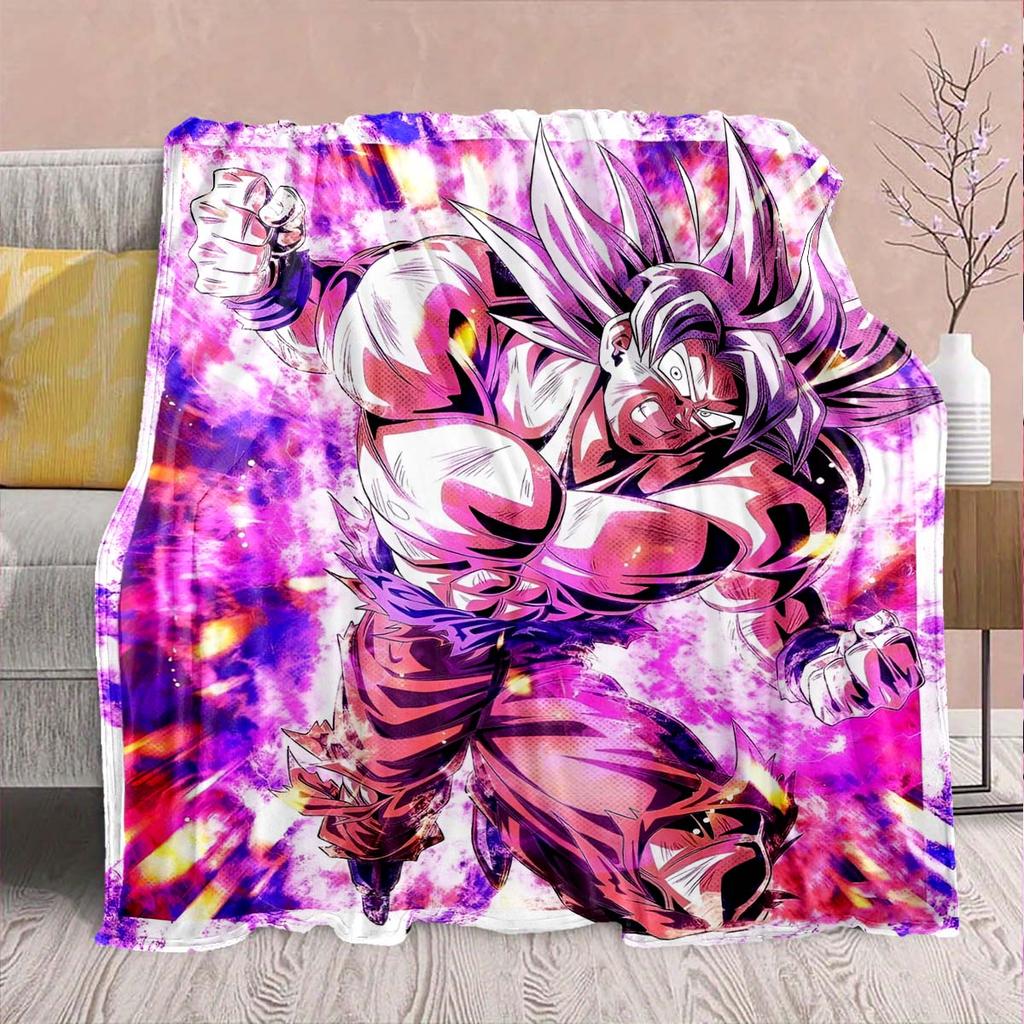 Фланелевое одеяло из аниме Dragon Ball - Мягкое, теплое, идеально подходит для дивана, постельного белья, кемпинга, путешествий, офиса, домашнего декора -QJY