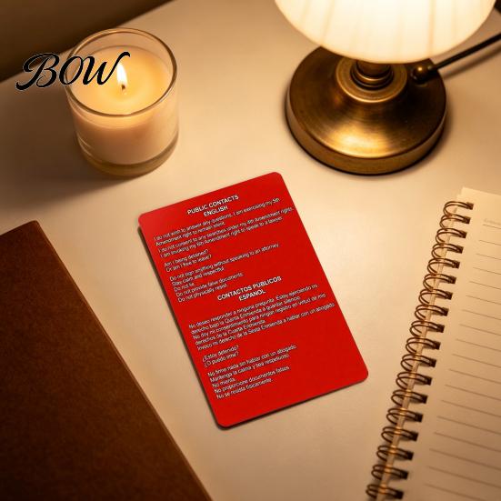 Rights Card for Everyday Carry Red Public And Residential Contacts Know Your Encounter Dual-Language Warning Non-Citizens on How to Assert