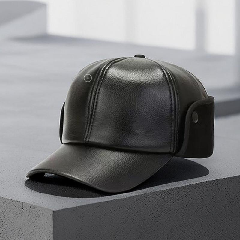 Осенние и зимние кожаные шапки для людей среднего и пожилого возраста, мужские зимние шляпы с козырьком для пап, зимняя теплая и универсальная защитная шапка для ушей