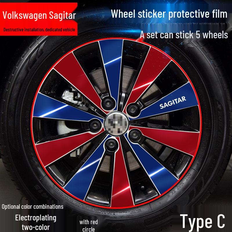 Volkswagen Sagitar Wheel Hub Stickers: Electroplating Color Change, Warning, Scratch Protection