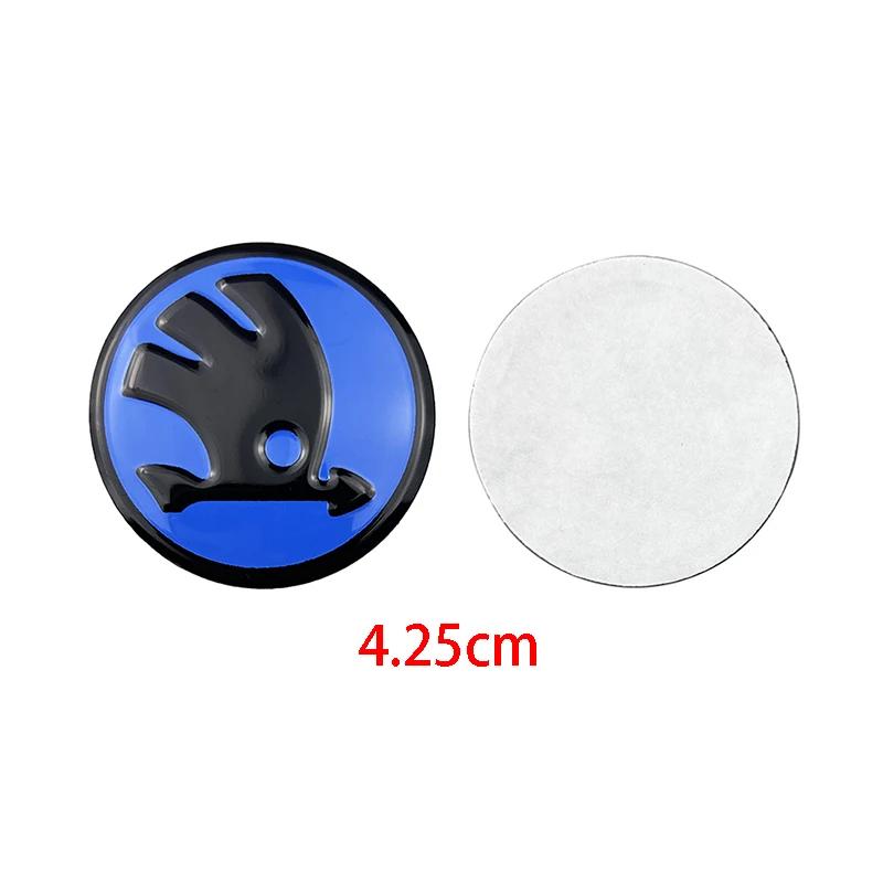 WMZW4 Aluminum Alloy 42.5mm Car Steering Wheel Center Stickers for SKODA Rapid Octavia Fabia 1 2 Karoq Kodiaq Yeti Superb Interior