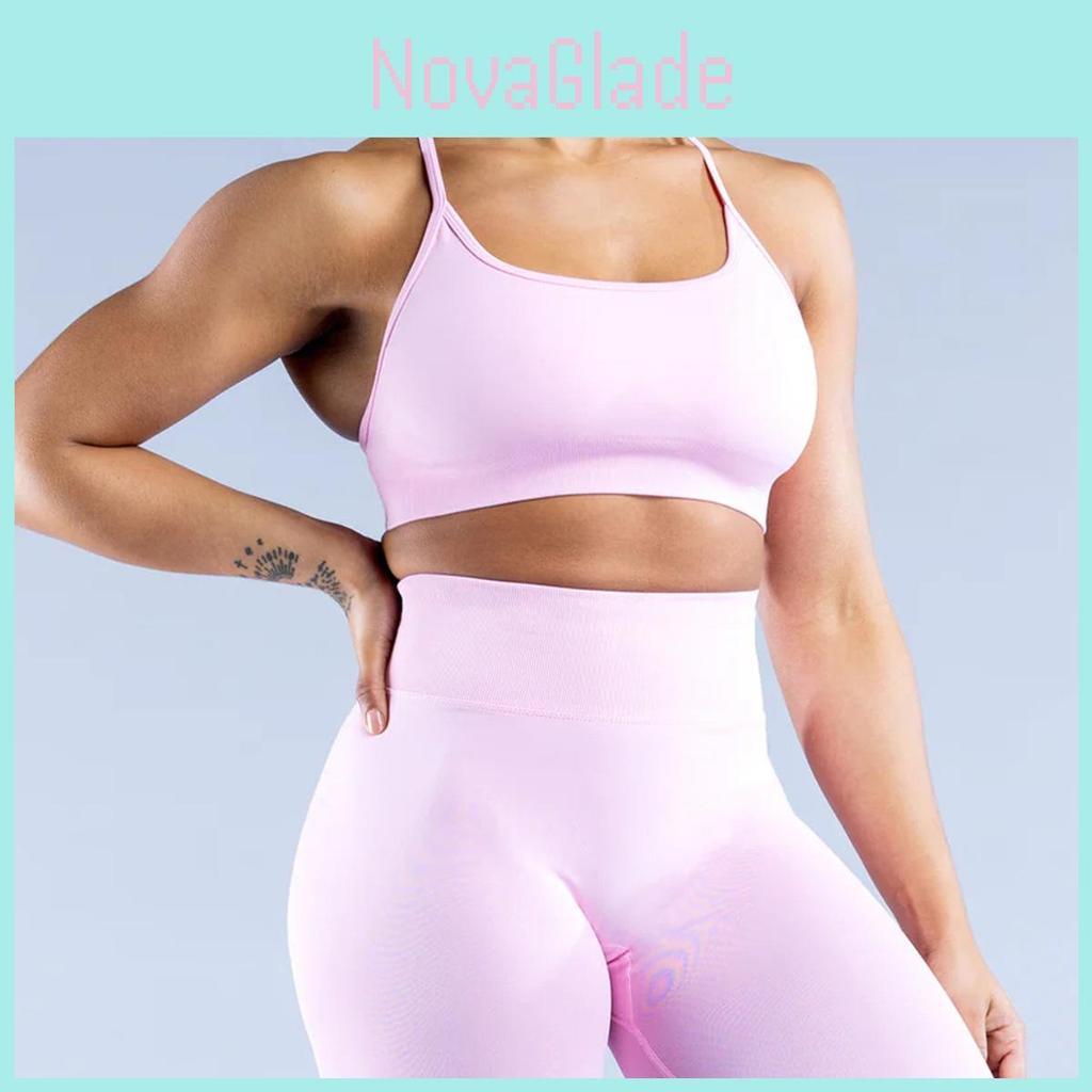 Seamless Matte Nylon Yoga Bra With Cross Back Design For Fitness And Workout