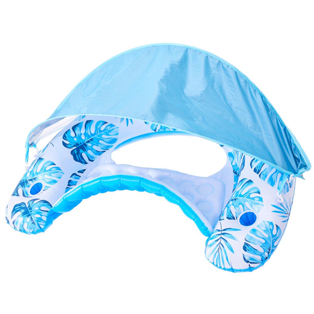 Плавательный круг со спинкой в виде фламинго с пайетками большого размера, с подстаканником и ручками