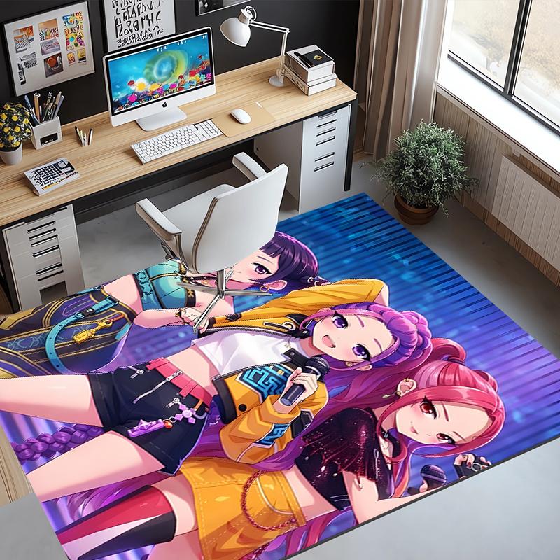 KPop Demon Hunters Pattern Rug, Indoor/Outdoor Mat, for Picnic, Gameroom, Bedroom, Office, Living Room, Home Decor Carpet, Birthday Gift