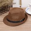 Breathable Summer Beach Wide Brim Sun Hat Jazz Hat Straw Panama Cap Cowboy Fedora Hat