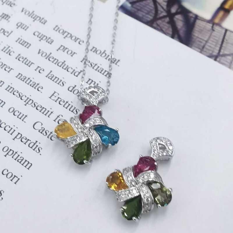 Sace Gems Роскошные ожерелья с подвеской из стерлингового серебра 925 пробы, разноцветные турмалиновые ожерелья для женщин, сверкающие ювелирные изделия, подарок на день рождения