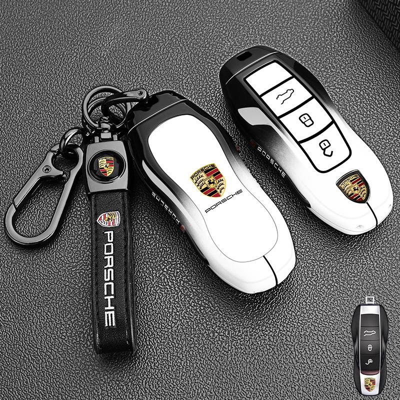 fscr7 Metal Car Key Case Cover Holder Protection Key Bag For Porsche Panamera Carman Macann Bobst Cayenne 911 981 991 970 9969 Sticker