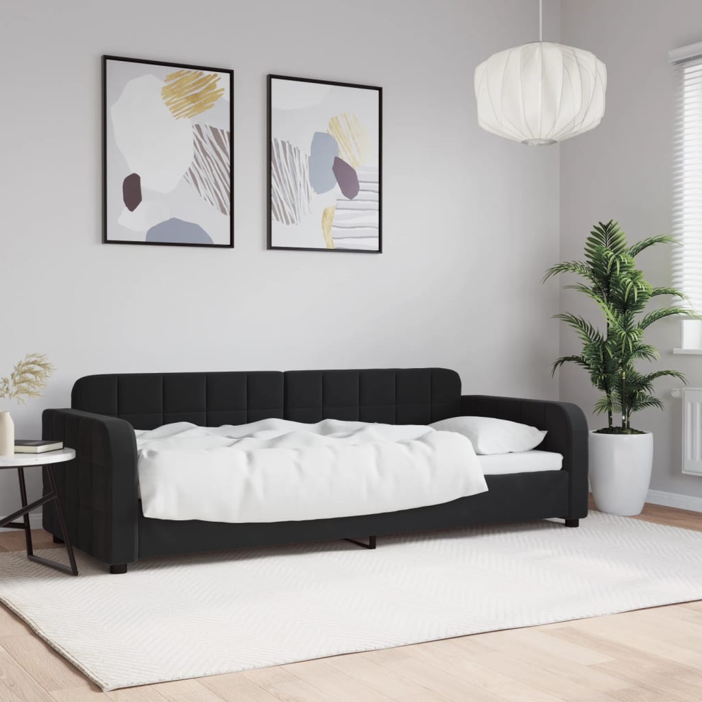 Vidaxl Sofa Z Funkcją Spania, Czarna, 80X200 Cm, Obita Aksamitem