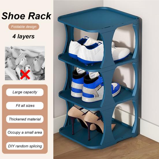 Shoe Rack Minimalist Stackable Convenient with Bottom Plate Easy To Install Save Space Stable Layered Partition Shoes Organizer Home Supplies