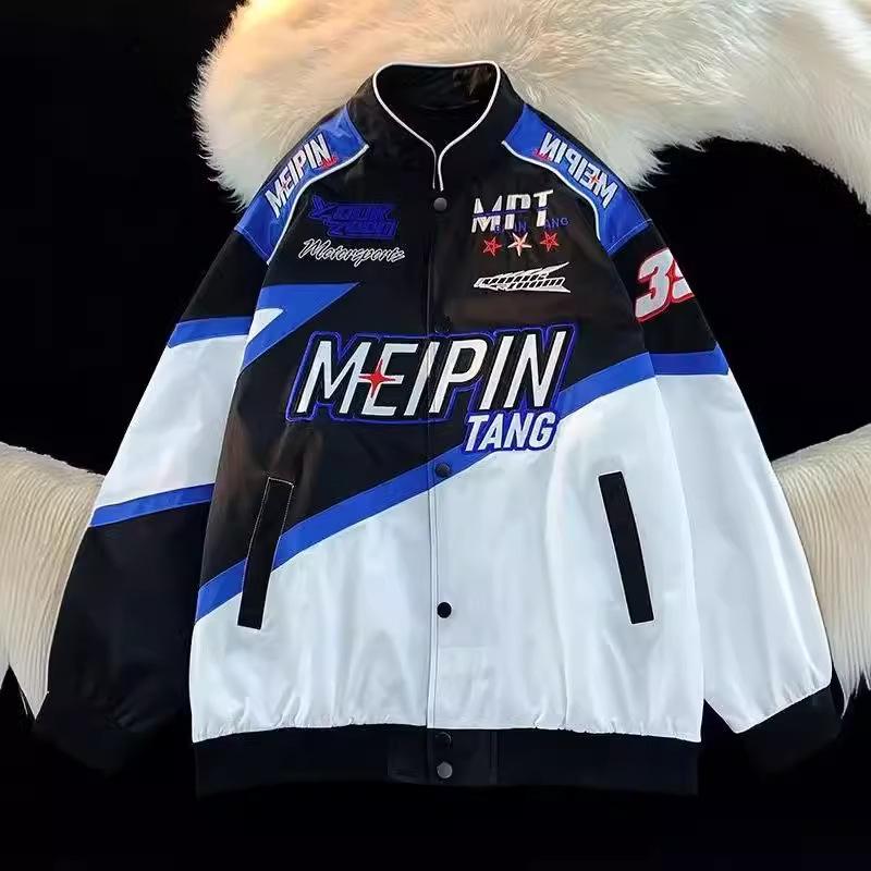 Мужская бейсбольная куртка в стиле американских уличных гонок на весну и осень — модная, элегантная, свободная мотоциклетная куртка