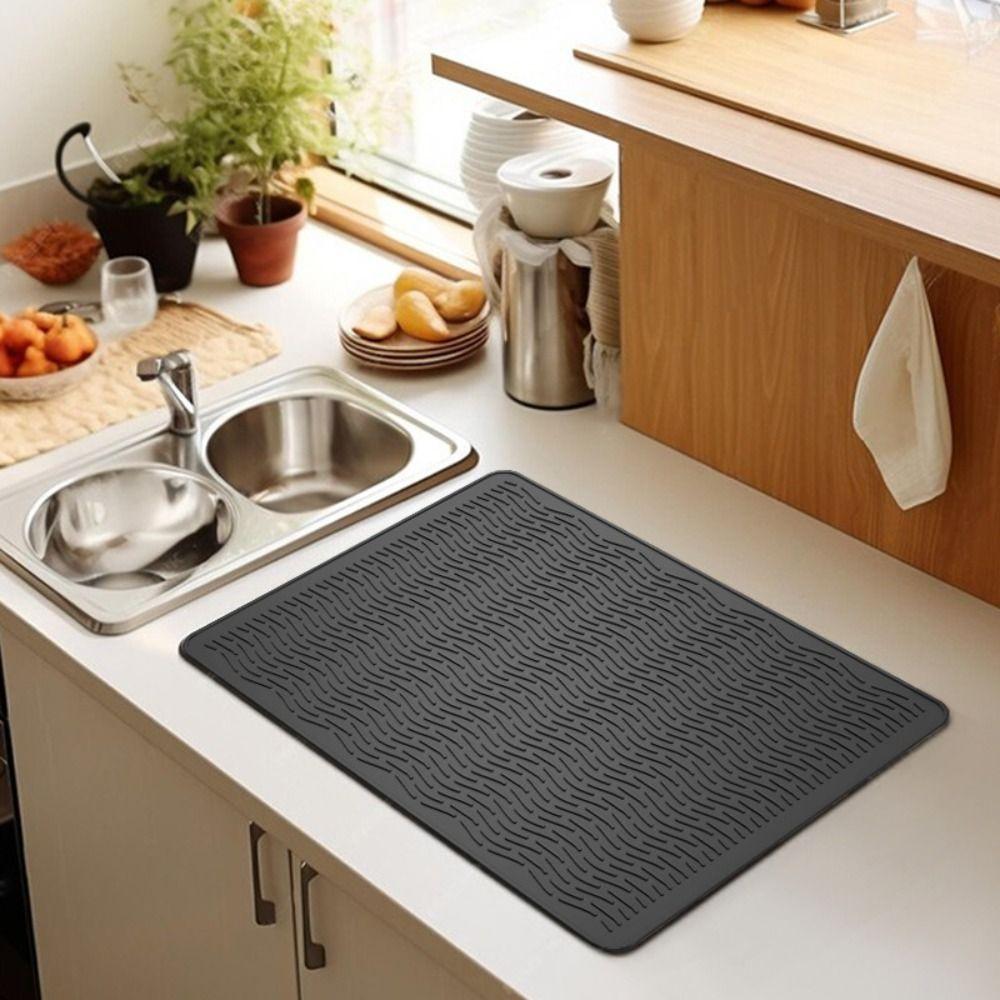 Non-slip Silicone Cooktop Mat Pot Holder Tableware Pad Dustproof Dish Drainer Mat  Kitchen