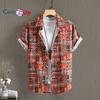 Летняя рубашка с принтом, мужская рубашка в этническом стиле, мужская рубашка с коротким рукавом на Ближнем Востоке в стиле ретро