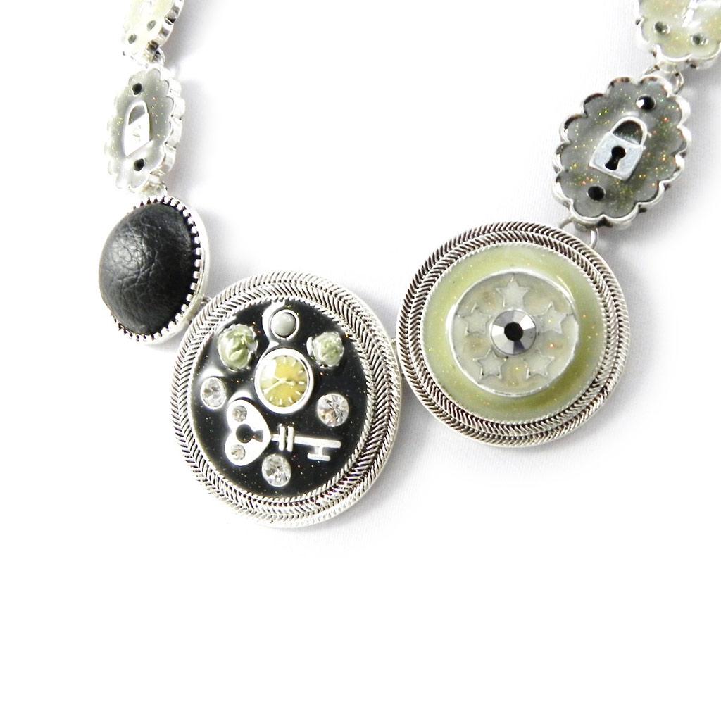 Les Trésors De Lily [H9879] - Дизайнерское колье «Бабушка» серо-черный