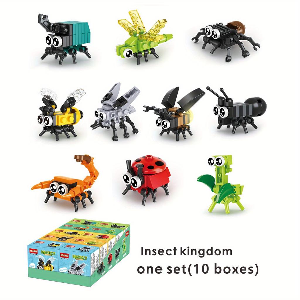 Insect Building Blocks Insect Model Different Little Insects Building Blocks Bee Ladybug Firefly Dragonfly Spider Toy For Boy/girl Children's Gifts