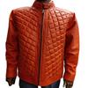Мужская оранжевая натуральная кожа ягненка, байкерская куртка ручной работы, приталенный крой, мотоцикл, стеганый стиль, натуральная кожаная куртка, куртка CAFE Racer, подарок для него