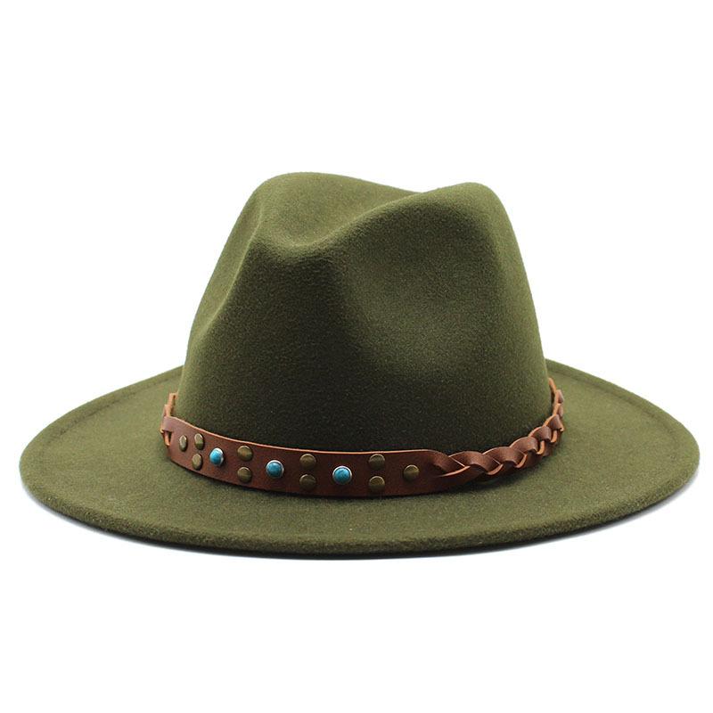 Фетровая шляпа Британский ремень Винтажный Универсальный Цилиндр Мужская и женская Джазовая шляпа Шерстяная шляпа
