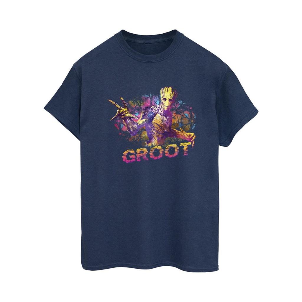 Marvel Womens/Ladies Guardians Of The Galaxy Abstract Groot Cotton Boyfriend T-Shirt