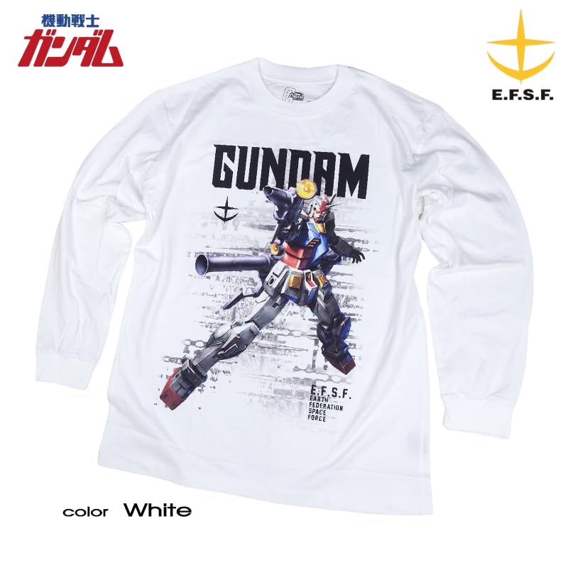 [EVERSOUL] Футболка с длинным рукавом Mobile Suit Gundam GUNDAM RX-78-3 Силы Земной Обороны Mobile Suit Zaku Char Аниме Товары Подарок Мужская Белая Размер M [Parall