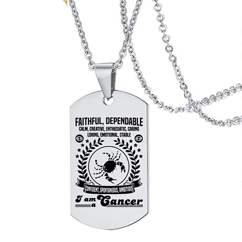 Zodiac Personalised Necklace 12 Constellation Stainless Steel Astrology Pendant Necklace