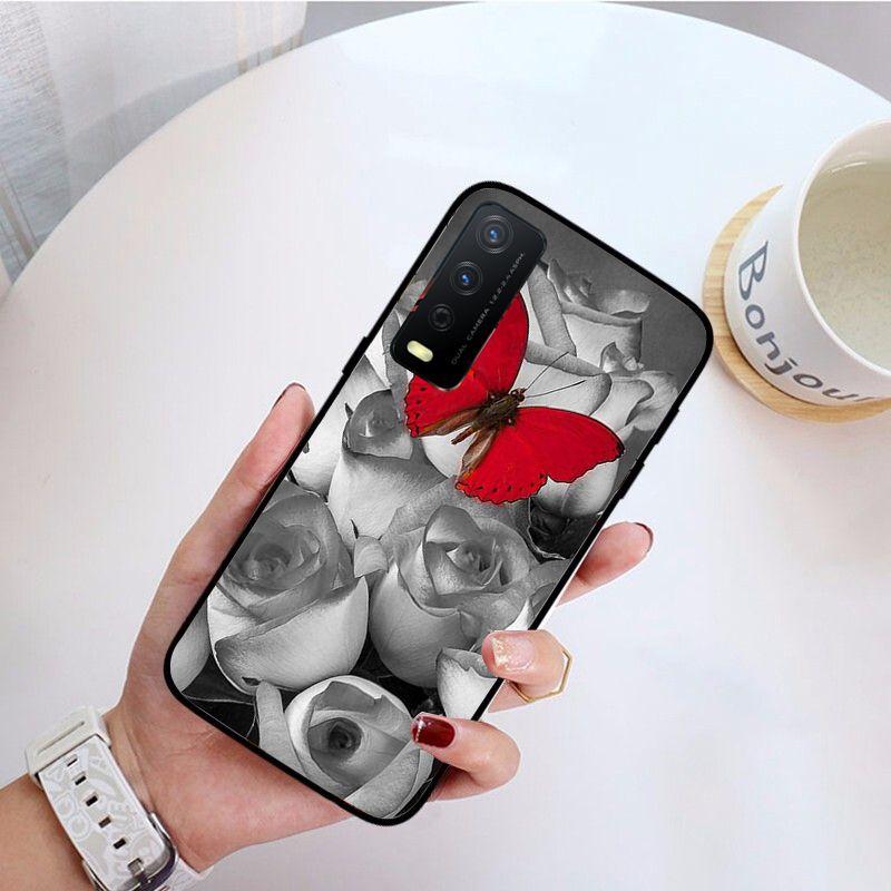 Чехол для телефона с красной бабочкой и розами для vivo Y31 Y30 Y33S Y11S Y12S Y17 Y20 Y20S Y21S Y1S Y53S Y15 Y19 Y91C V23, чехлы