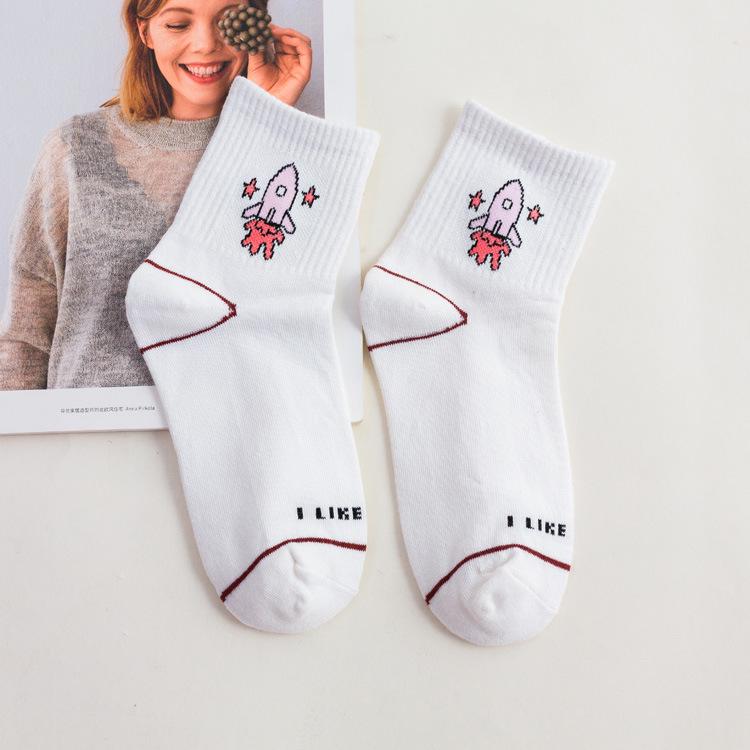 Высокое качество, милые элегантные милые хлопковые женские носки с кавайным рисунком в стиле Харадзюку, повседневные короткие носки