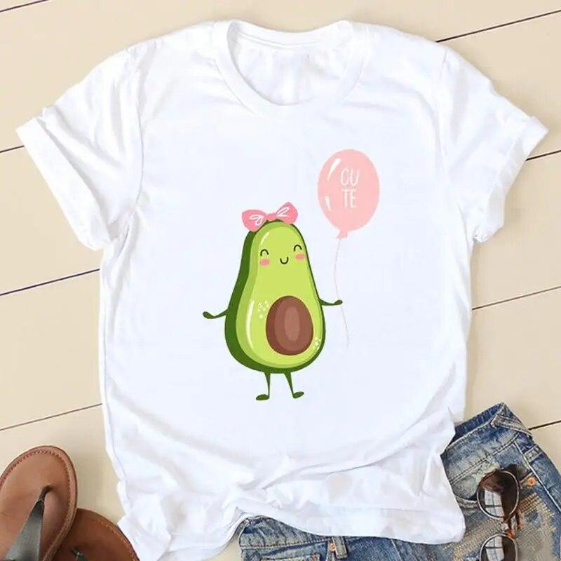 Women Avocado Love Sweet 90s Short Sleeve Graphic Tee T-shirts Female Ladies Fashion Casual Clothing Summer Tshirt Clothes