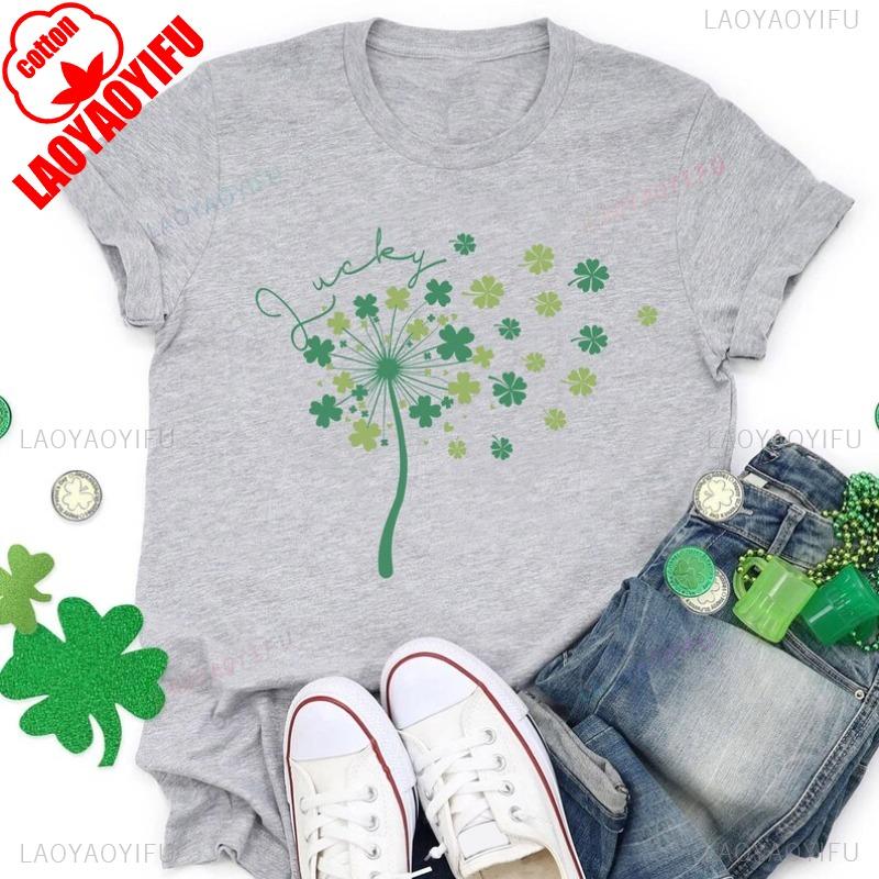 St Patricks Day Dandelion Sweatshirt Dandelion Shamrock Clovers Flying Shirt Luck Irish Tee Patrick Day Luck Graphic T Shirts