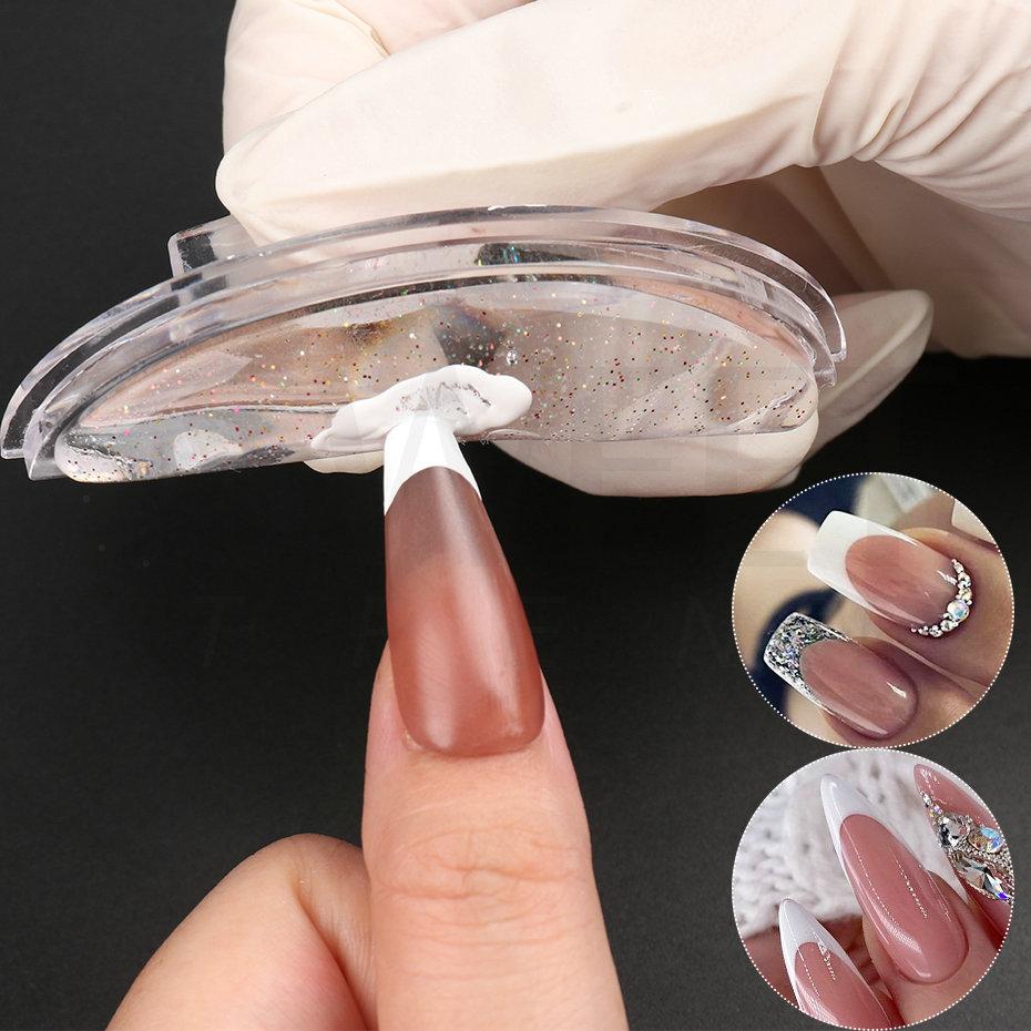 Кристаллический блестящий скребок для штампов для ногтей, прозрачное желе, силиконовая головка для французских ногтей, наборы для маникюра, набор инструментов для штамповки ногтей