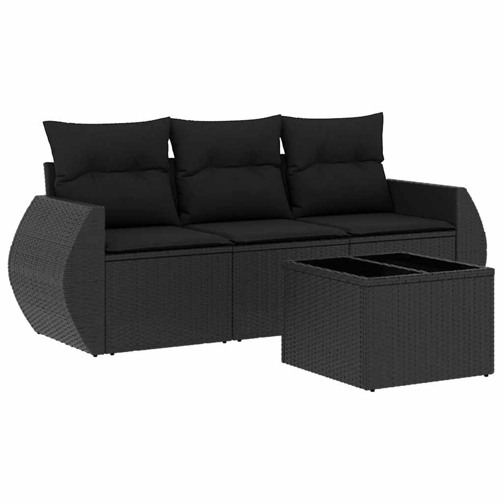Vidaxl 4-Cz. Садовый комплект для отдыха, подушки, черный ротанг ПЭ
