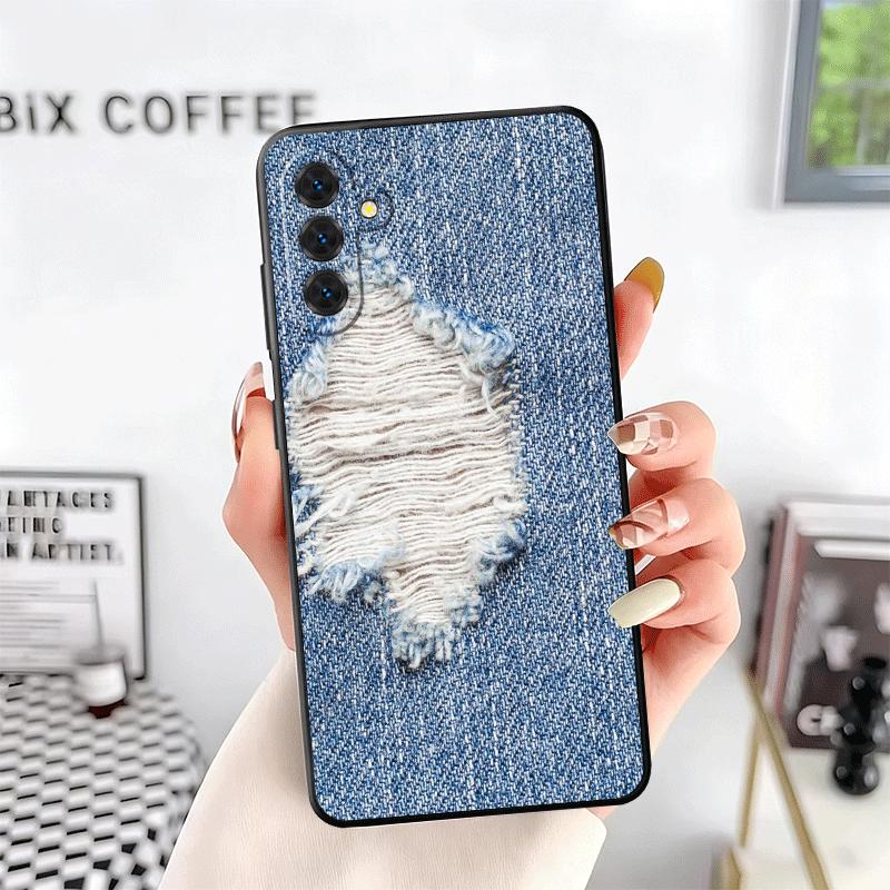 Мягкий чехол для телефона с ретро-джинсовым узором для Samsung A17 A37 A57 A16 A26 A36 A56 A15 A25 A35 A55 A14 A24 A34 A54 A13 A23 A33 A53 A52