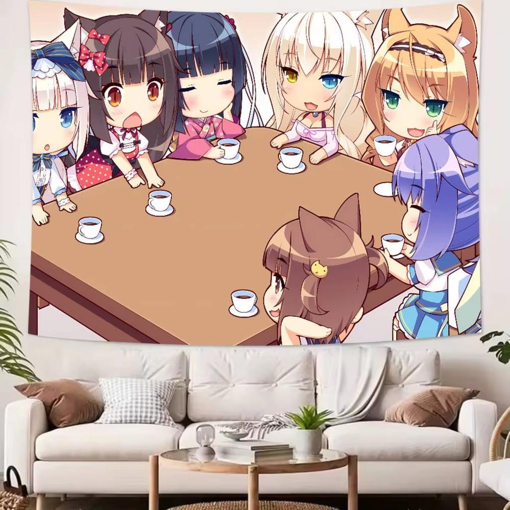 Кавайная ГОРЯЧАЯ Девушка Nekopara Гобелен Украшение Спальня Общежитие Фон Ткань Праздничный Дом Вечеринка Гостиная Клуб Гобелен