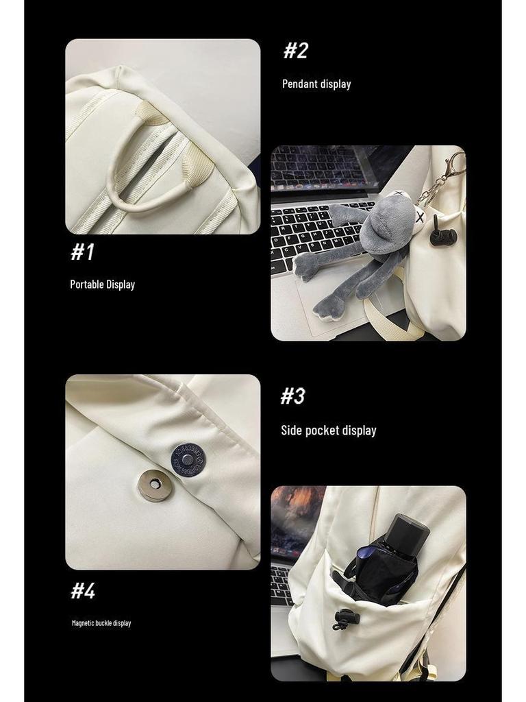 Модный легкий рюкзак в корейском стиле для студенток колледжа - однотонный, большой вместимости, идеально подходит для отдыха и путешествий