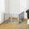Freestanding Pet Gate 4 Panel Folding Wooden Dog Barrier W Support Feet