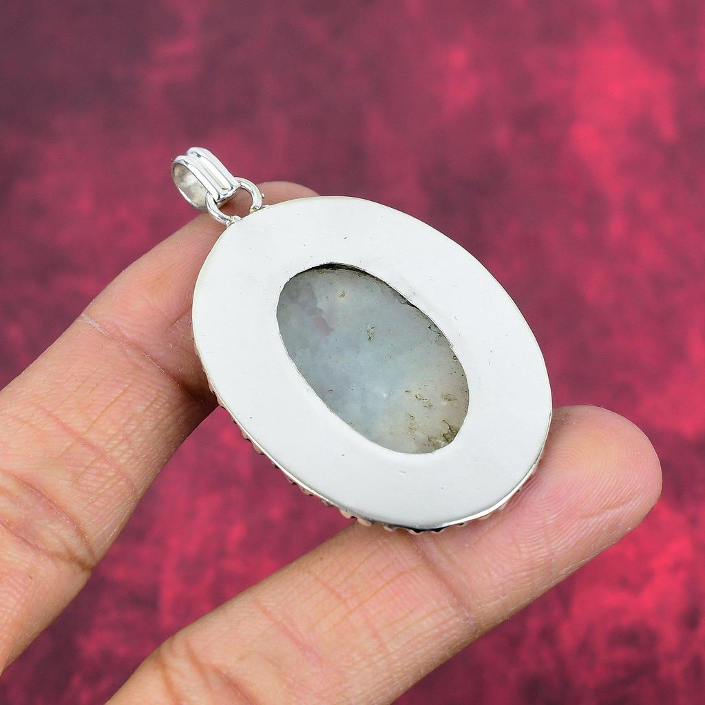 Подвеска с радужным лунным камнем, ювелирные изделия ручной работы, 925 пробы, серебряный кулон, ювелирное украшение в подарок для любимого человека
