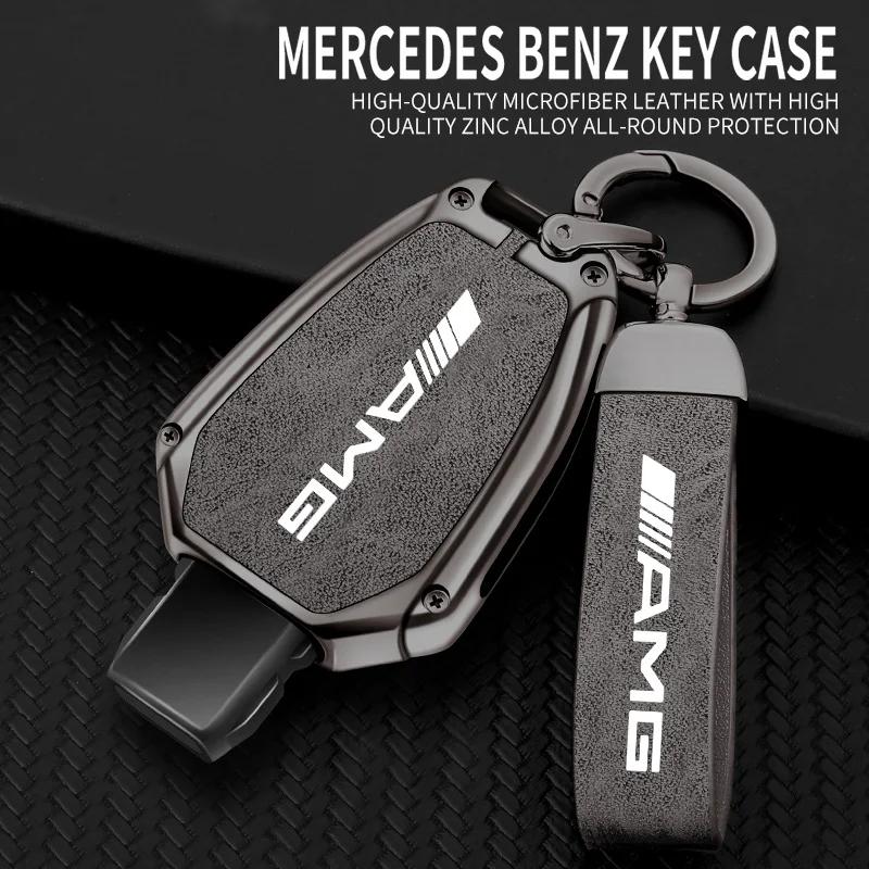 NGKP8 Zinc Alloy Car Flip Key Case Cover For Mercedes Benz A B C S Class AMG GLA CLA GLC W176 W221 W204 W205 Leather Shell Fob Holder