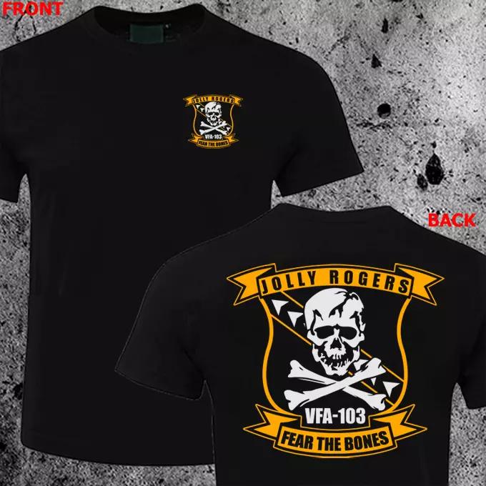 NEW Navy VFA-103 Jolly Rogers Tshirt HQ Design Casual Crew Neck Cotton Tee Men's T-Shirt Black Casual Cotton Tee
