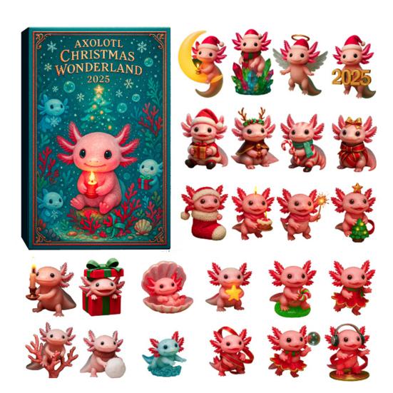 Рождественский адвент-календарь в виде саламандры, акриловое подвесное украшение в виде саламандры, 24 дня, календарь обратного отсчета до Рождества, украшение для дома, офиса, рабочего стола