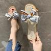 Bow Slippers Women's Outer Wear 2024 Summer New Flat-bottomed Fashion Fairy Wind Large Size One-word Cool Slippers Women's Shoes