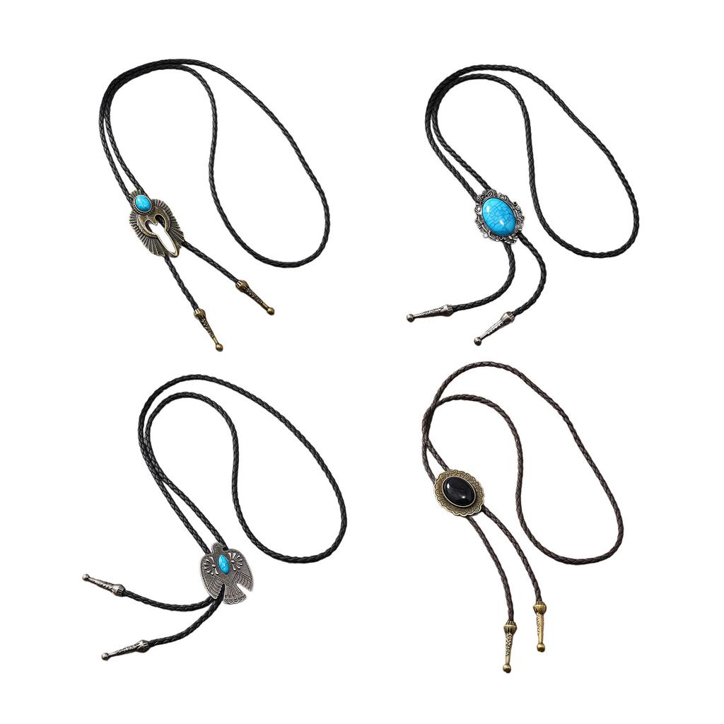 Винтажный металлический орел птица камень ковбойская шляпа боло галстук западный панк искусственная кожа веревка галстук ювелирные изделия цепочка для рубашки ожерелье