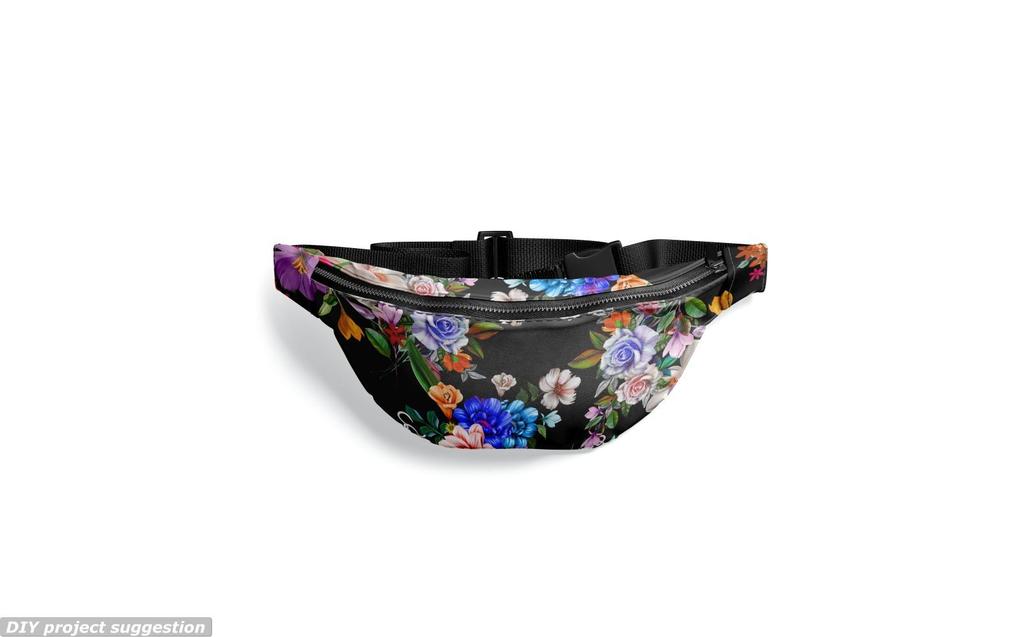 Outdoor Dekostoffe Oxford - Motiv Blumensträuße Auf Schwarzem I Dr089