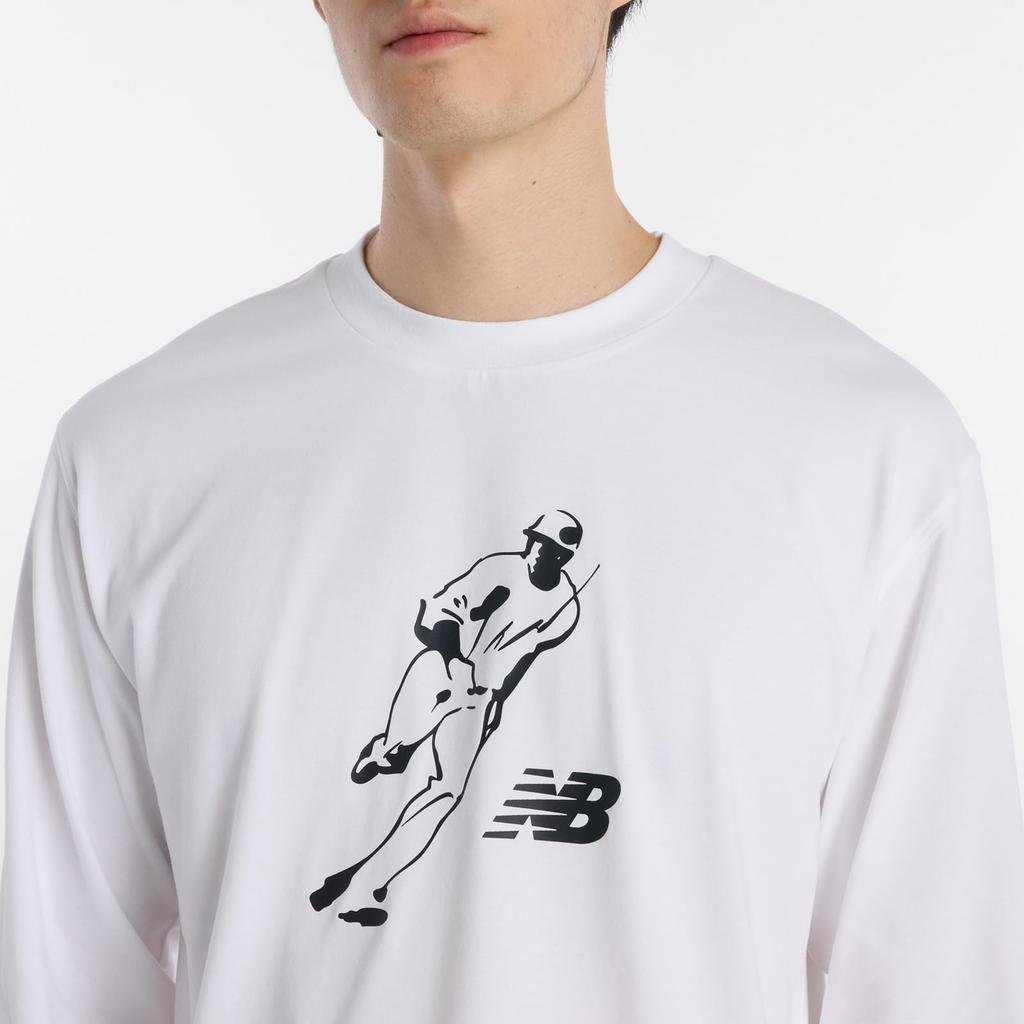 Мужская футболка с длинным рукавом New Balance Shohei Ohtani Always On Logo, размер Medium (MT6129GV), Белый,