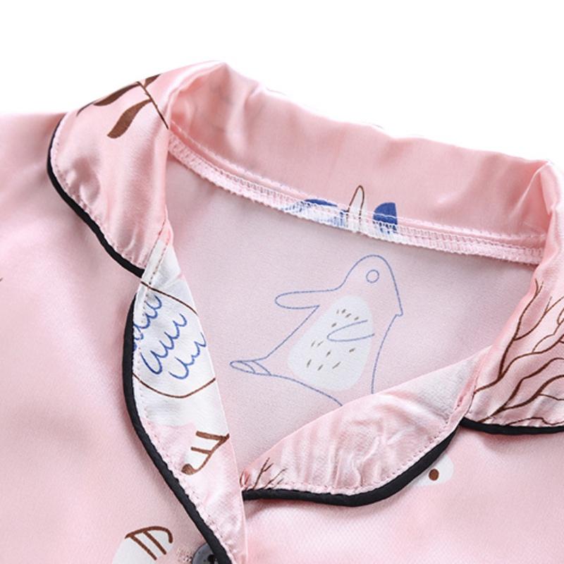 Детская ночная рубашка, одежда для сна, детские пижамы для мальчиков и девочек, летние пижамы с длинными рукавами и принтом медведя, топ + штаны, пижамный комплект