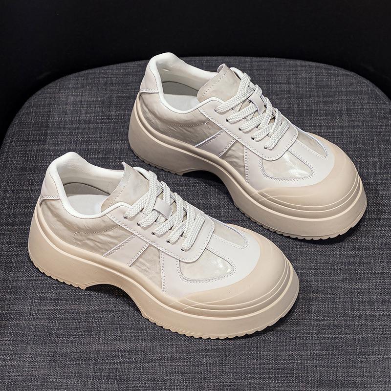 Туфли белые с толстой подошвой из кожи, спортивные, повседневные, для досок, женские туфли Old Dad