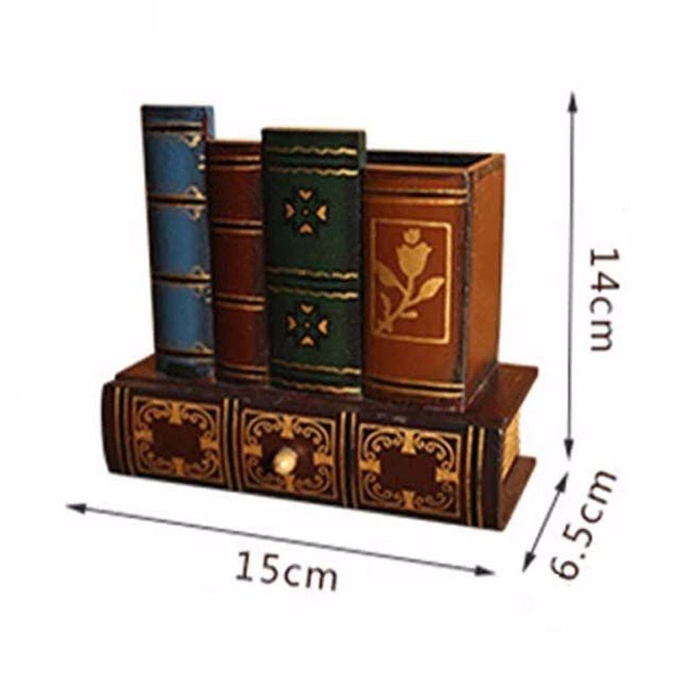 Декоративные Ящики Держатель для Канцелярских Принадлежностей Настольный Органайзер Пенал Форма Книги Держатель для Ручек Ретро Дерево