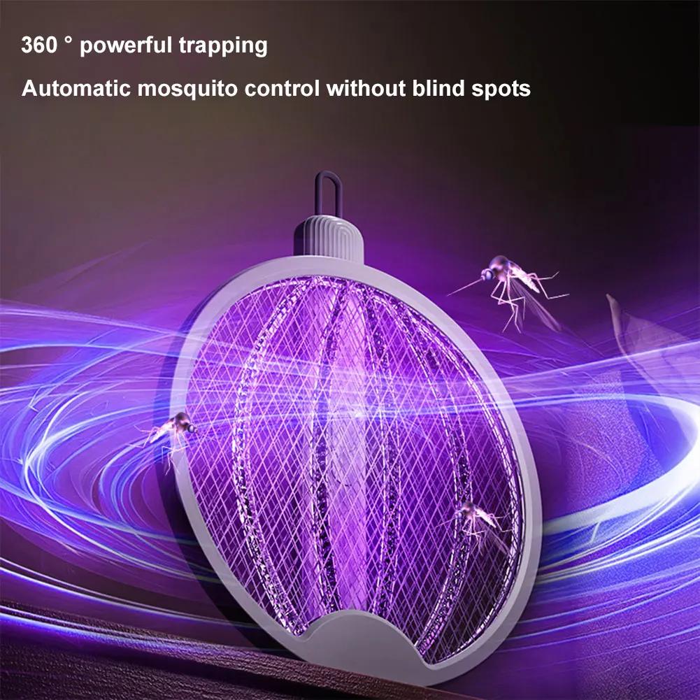 Foldable Bug Zapper Racket Rechargeable Mosquito Swatter Fly Killer and Mosquito Trap Lamp for Indoor and Outdoor