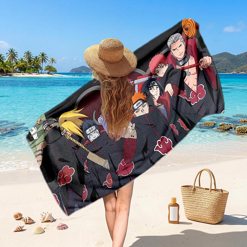 Naruto Printed Swim Towel, Portable Water Absorbent Towel for Beach Camping Daily Bathroom Use